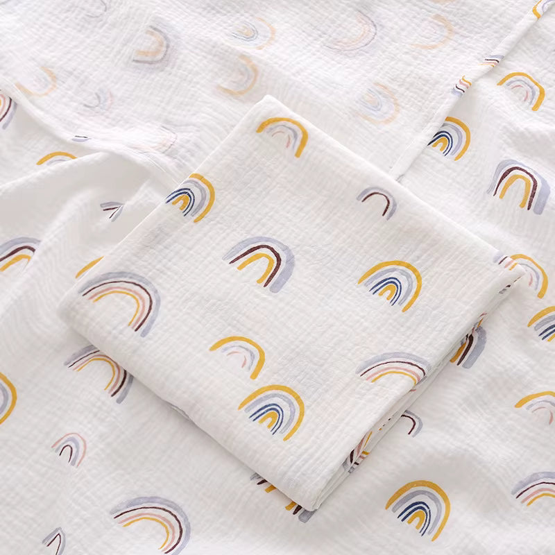 100 % Cotton Muslin Baby Blanket (Rainbow)