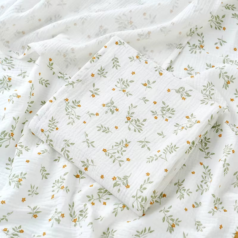 100 % Cotton Muslin Baby Blanket (Small Flower)