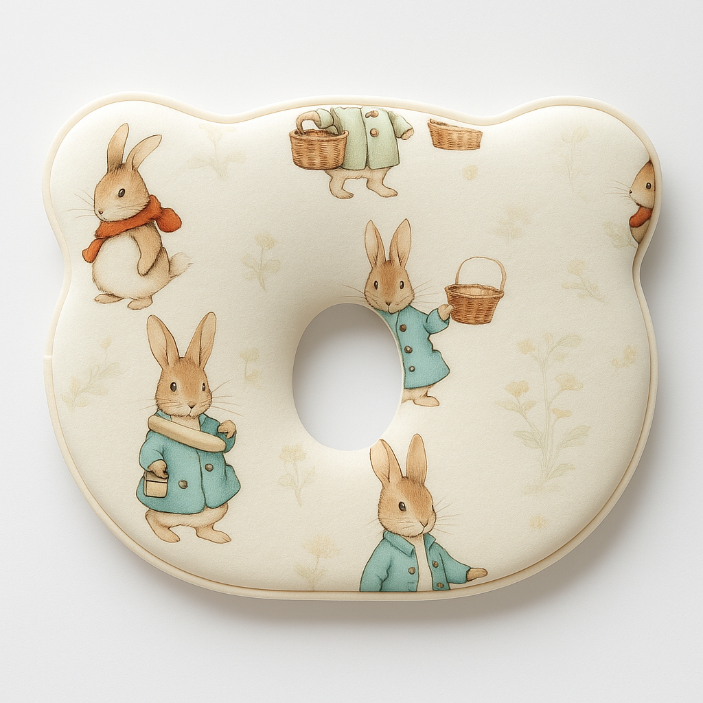 Bear-Shaped Baby Pillow (Bunnies)