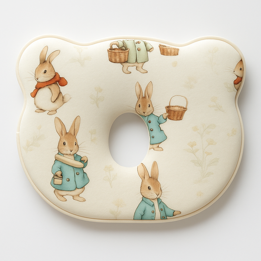 Bear-Shaped Baby Pillow (Bunnies)