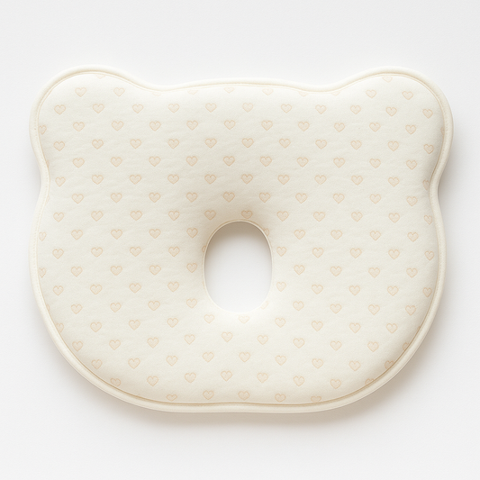 Bear-Shaped Baby Pillow (Hearts)