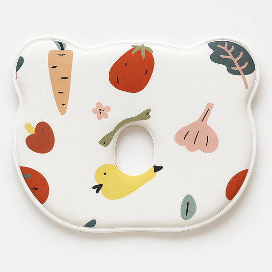 Bear-Shaped Baby Pillow (Fruits)