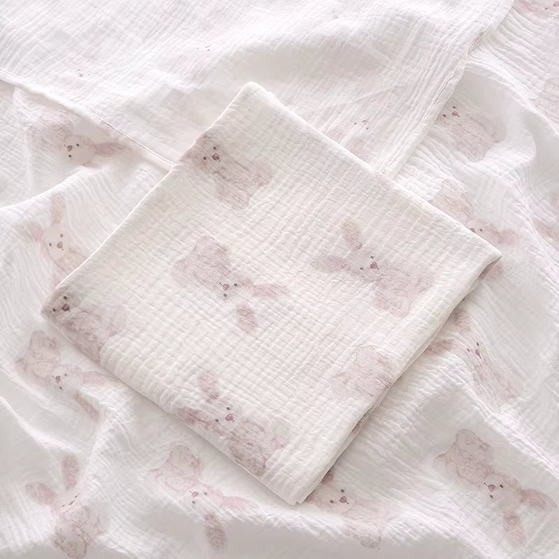 100 % Cotton Muslin Baby Blanket (Bunny)