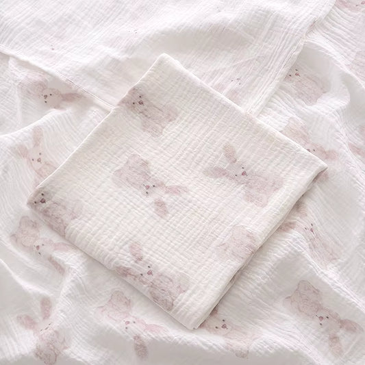 100 % Cotton Muslin Baby Blanket (Bunny)