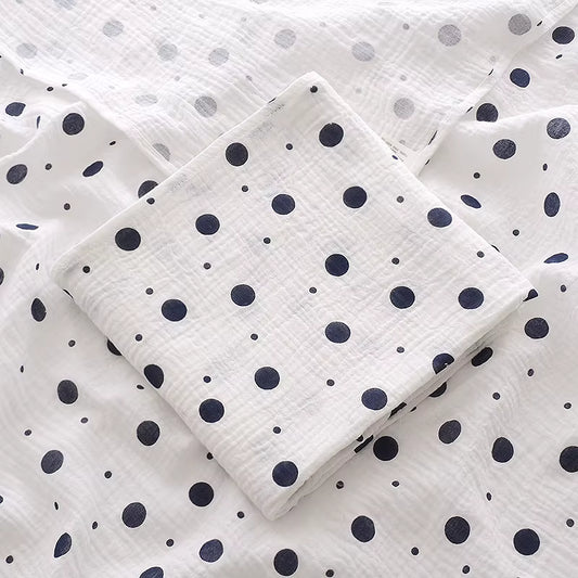 100 % Cotton Muslin Baby Blanket (Blue Dots)