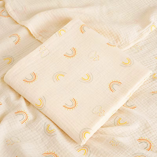 100 % Cotton Muslin Baby Blanket (Small Rainbow)