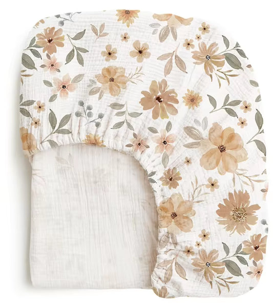 Fitted Crib Mattress Protector Sheet (Flowers)