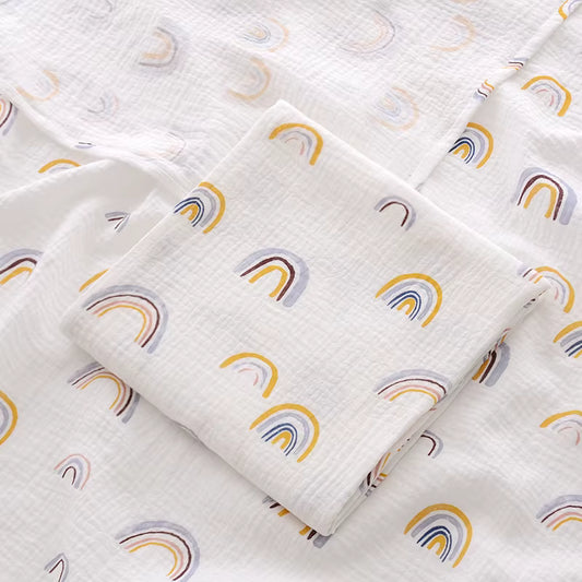100 % Cotton Muslin Baby Blanket (Rainbow)