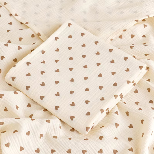 100 % Cotton Muslin Baby Blanket (Heart)