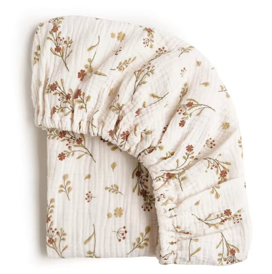 Fitted Crib Mattress Protector Sheet (Plants)