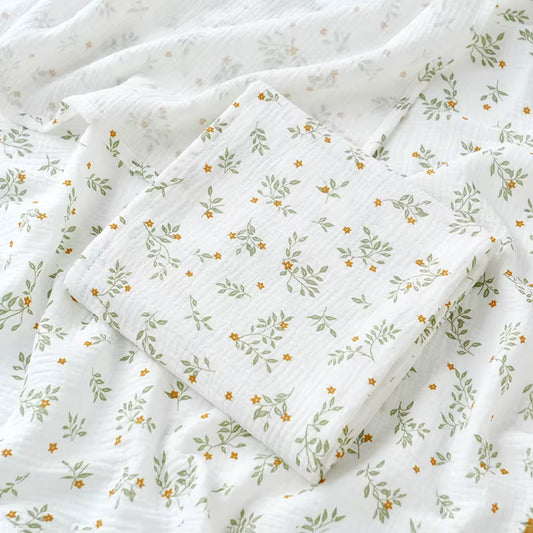 100 % Cotton Muslin Baby Blanket (Small Flower)
