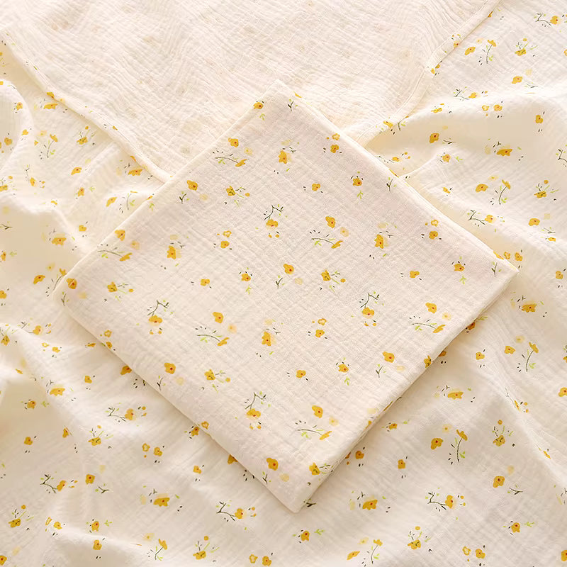 100 % Cotton Muslin Baby Blanket (Yellow Flower)