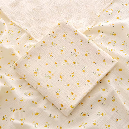 100 % Cotton Muslin Baby Blanket (Yellow Flower)